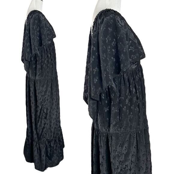 Free People Ethereal Witchy Fairy Cha Cha Maxi Dress Black Large Bohemian Goth - Picture 10 of 16